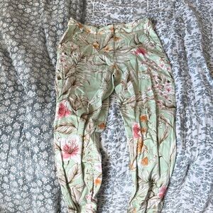 Zara Basic Mint and Beige Floral Pants